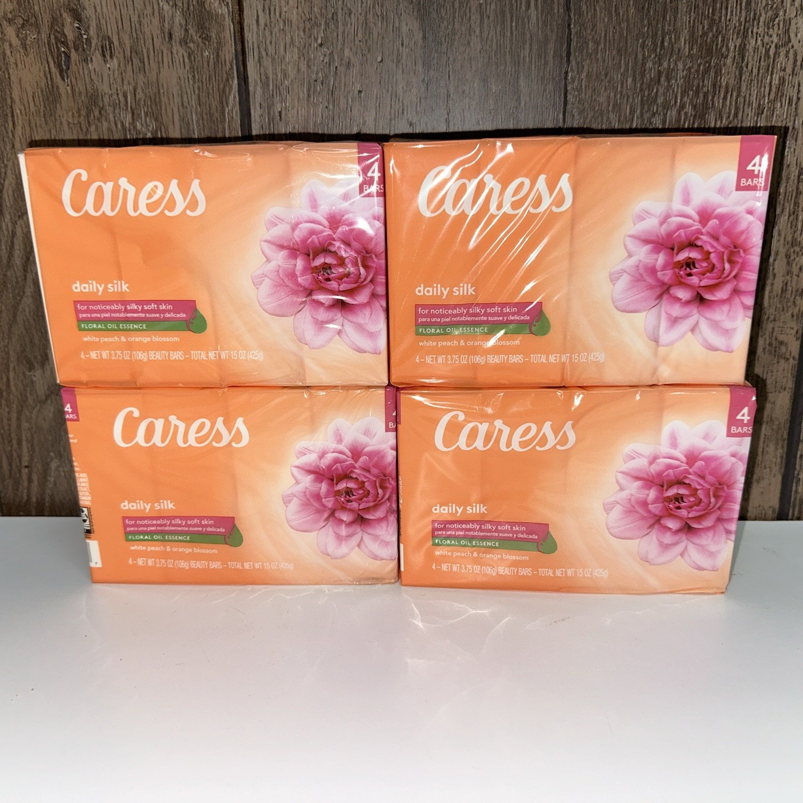 4 Pack/16 BARS-Caress Daily Silk Bar Soap Floral Oil Essence FREE SHIPPING