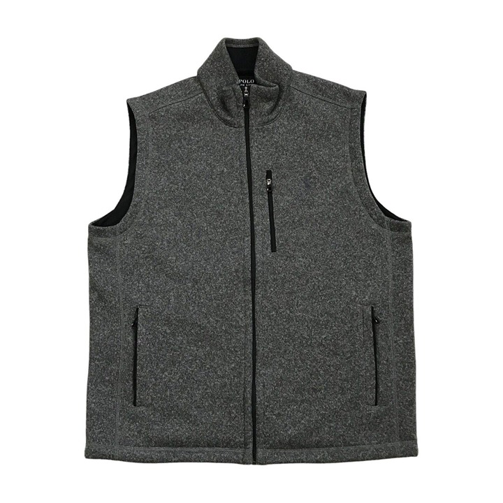 POLO RALPH LAUREN PERFORMANCE VEST LARGE L MENS GRAY FLEECE FULL ZIP BIG PONY
