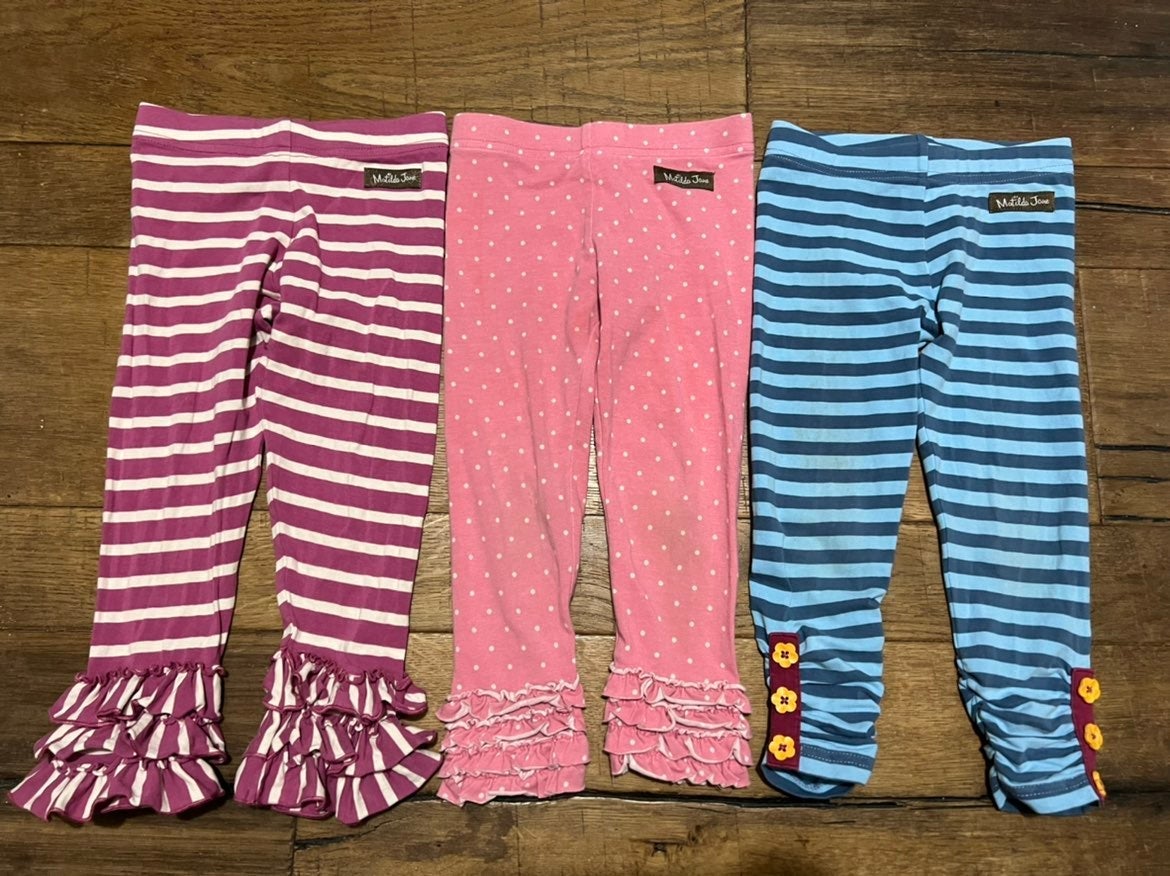 3 pairs of size 2 Matilda Jane Leggings dots & stripes
