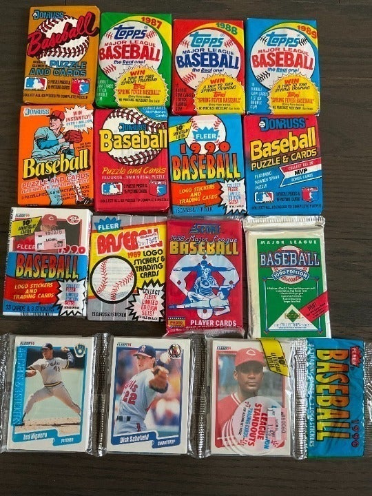 GIGANTIC!!! LOT OF 242 OLD UNOPENED BASEBALL CARDS IN PACKS 1990 AND EARLIER