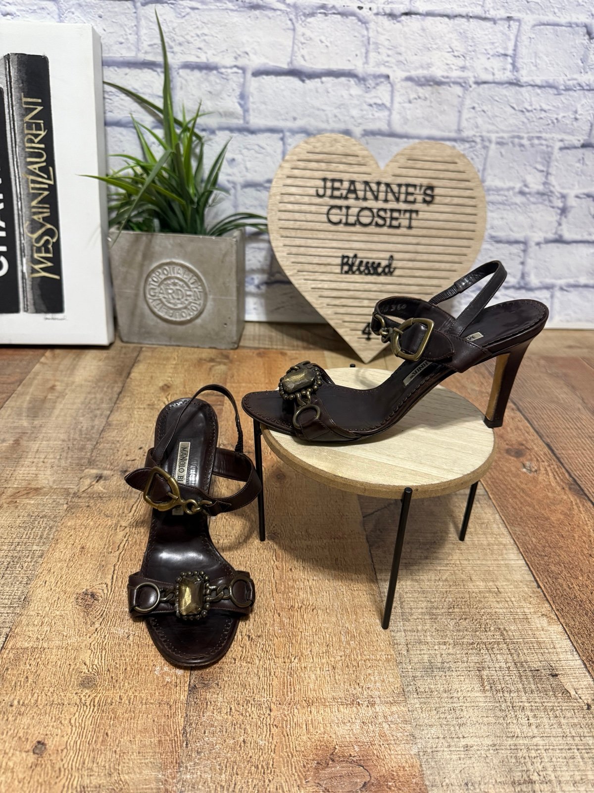 Manolo Blahnik brown leather high heel sandals Size 36 1/2 US 6.5 per manolo si