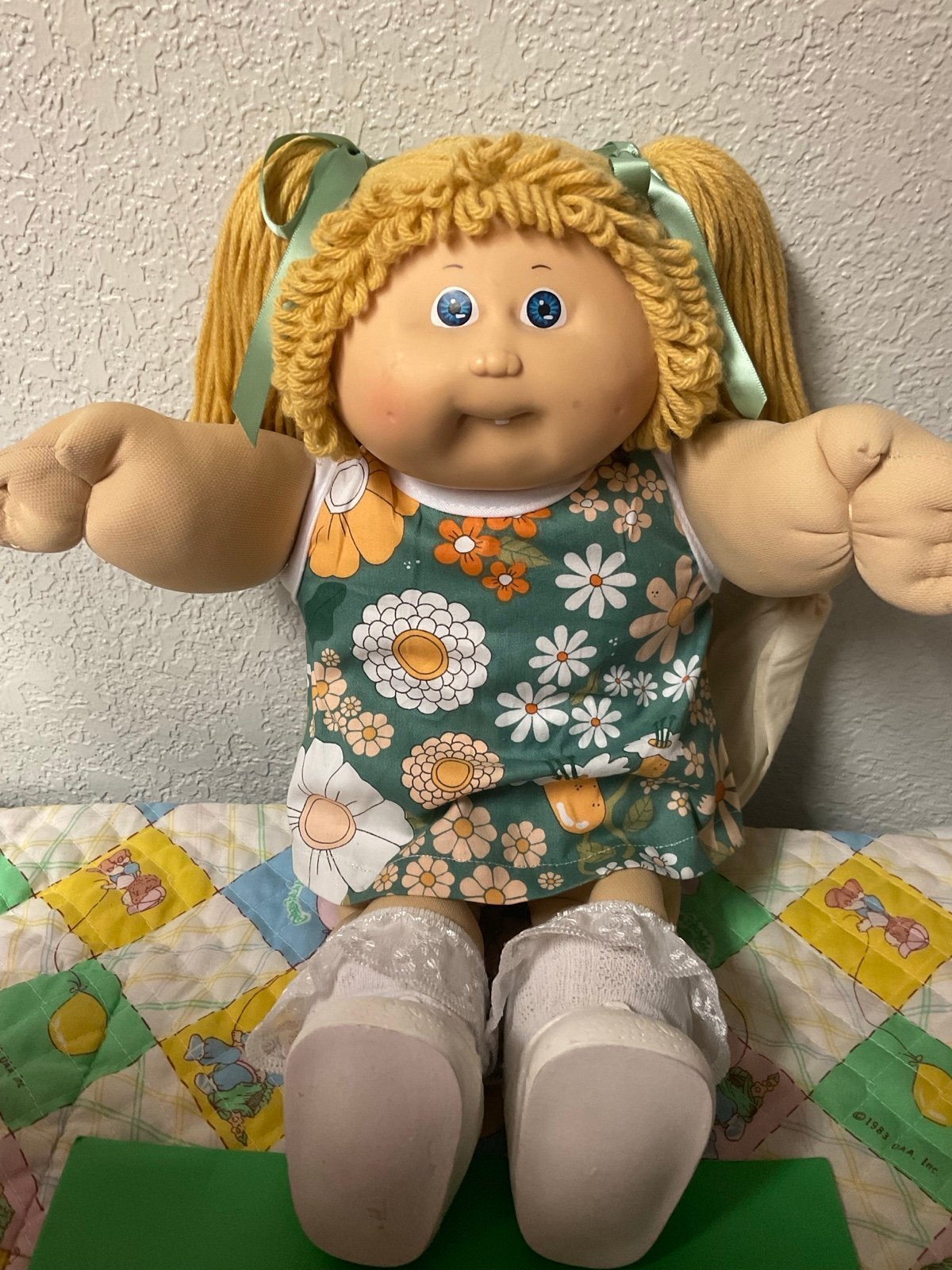 Vintage Cabbage Patch Kid Girl HTF Butterscotch Hair Blue Eyes Head Mold #5 1985