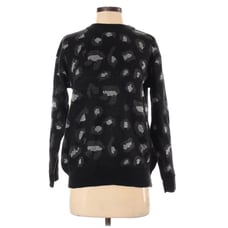 KENDALL & KYLIE Black Silver Cheetah Print Knit Sweater