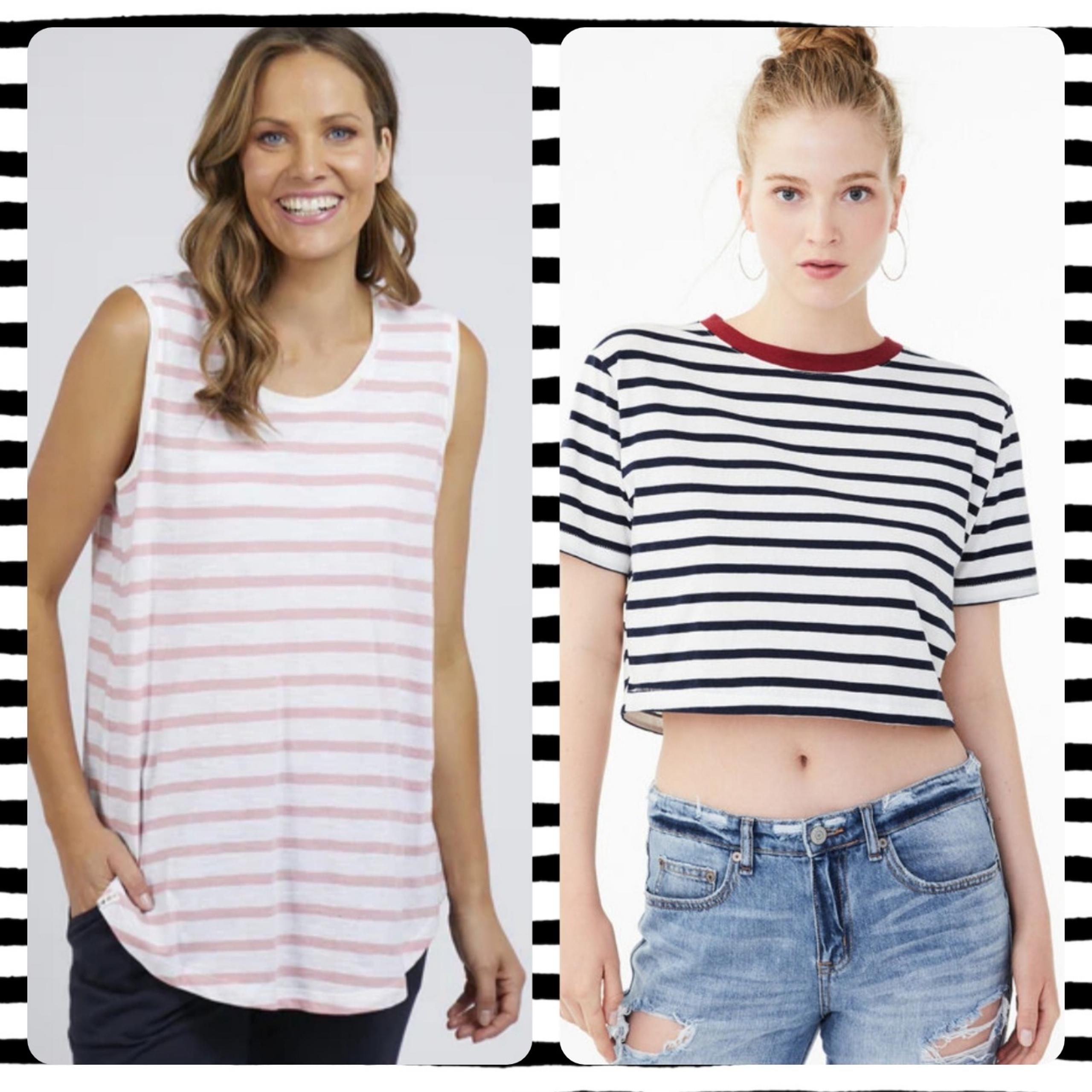 ☆NWT Cotton Stripes Boxy Top Bundle (2) XS