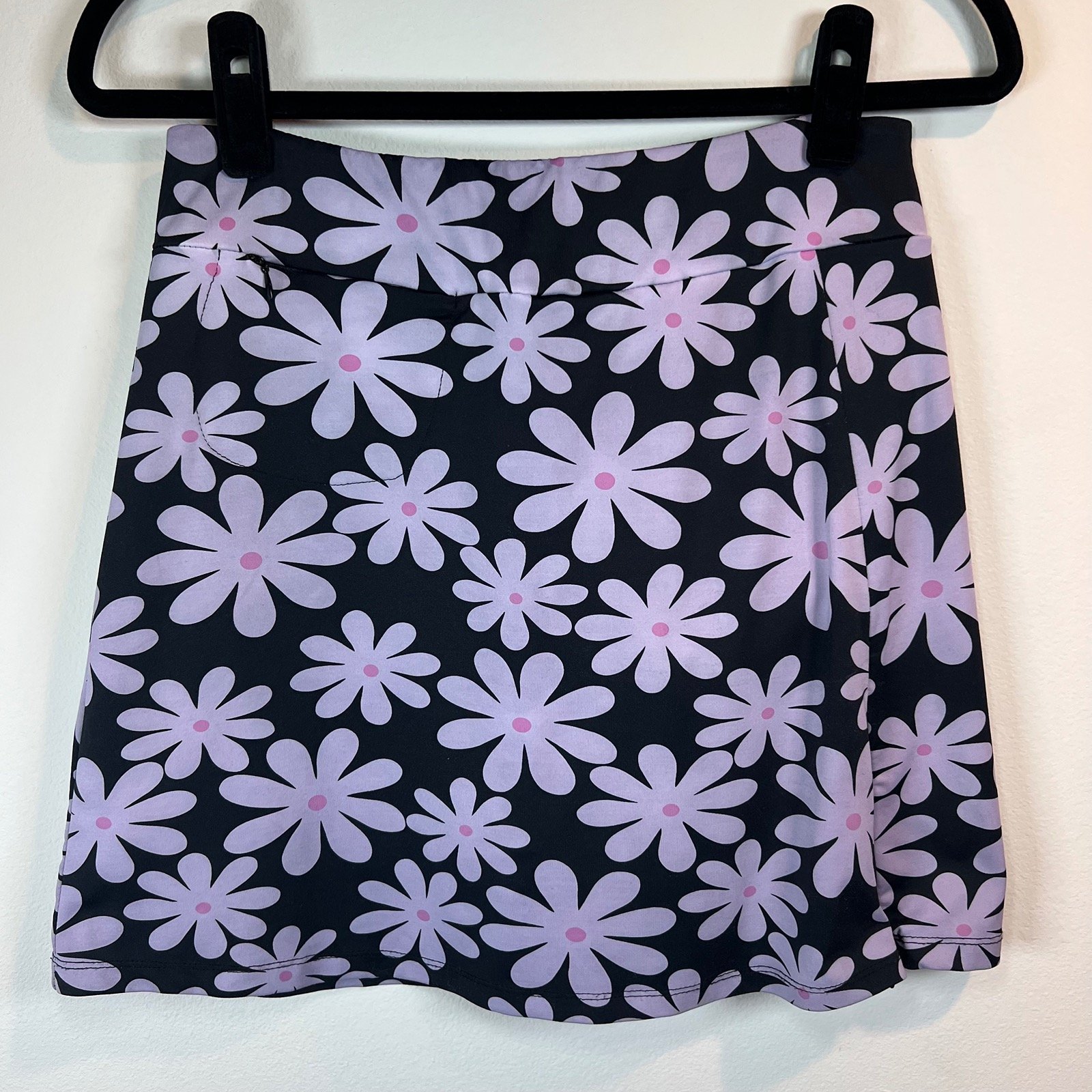 Lulu-B Women's Daisy Skort Black Purple Floral Tennis Golf Pickleball Line Sz XS