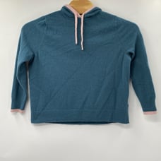 SummerSalt Sweater Women's Large Green Pink Trim Wool Cashmere Blend Pullover