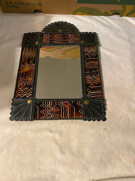 Vintage Hanging Mirror, 10 x 13, autographed on back, in very good condition