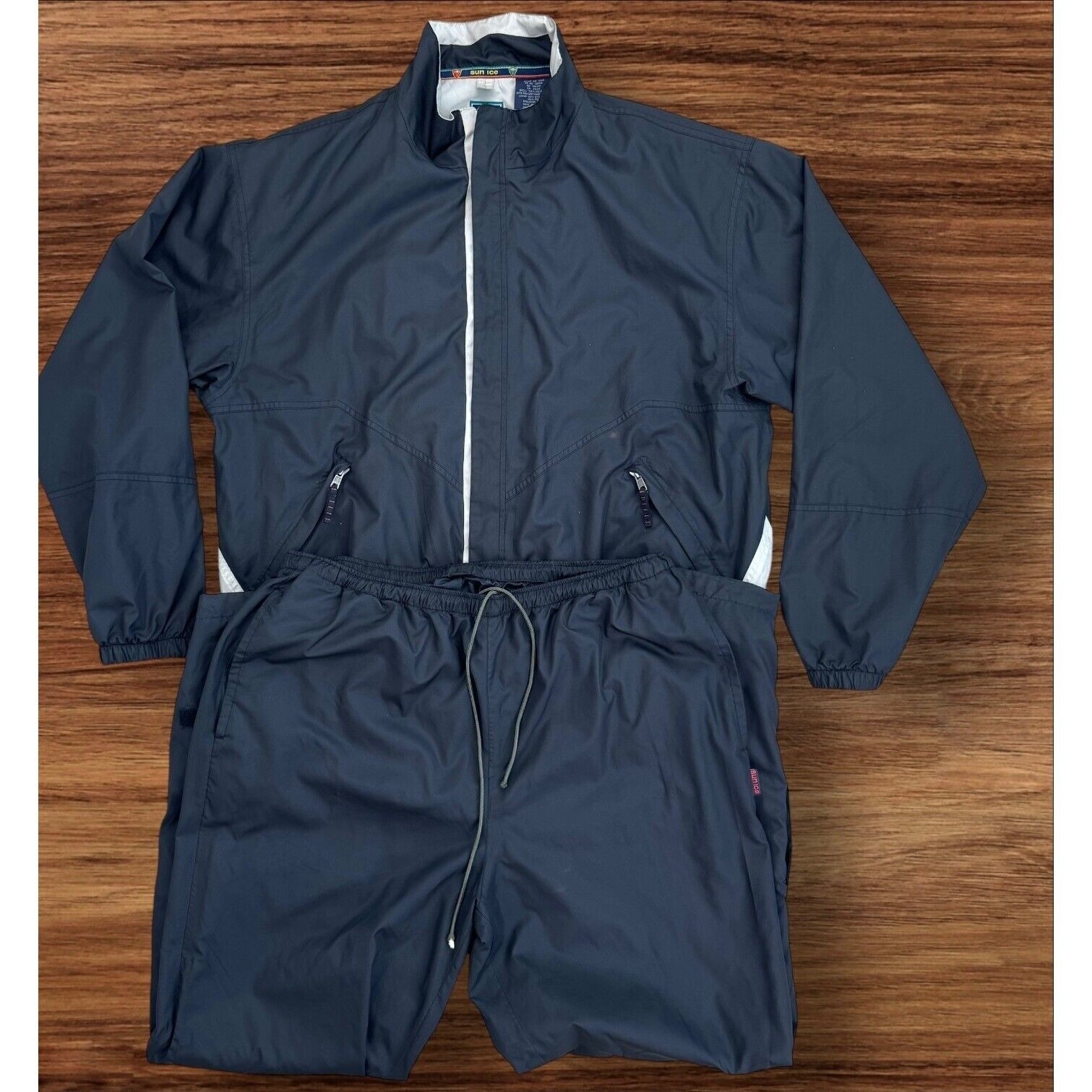 Sunice Golf Tracksuit Mens L Black Full Zip Lightweight Wind Rain Suit Set Read