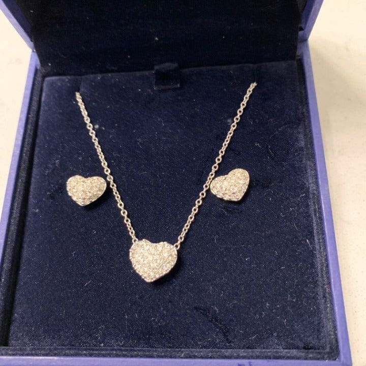 Swarovski 2 Piece Set Heart Silver Heart