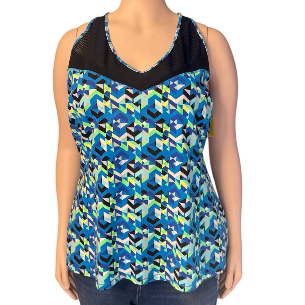 LIVI Active -Athletic Mesh Workout Tank Top Size 26/28 in Blue, Green, and Black