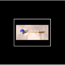 New Antique Very Pretty Blue Enamel Gold Stick Pin Locket Brooch