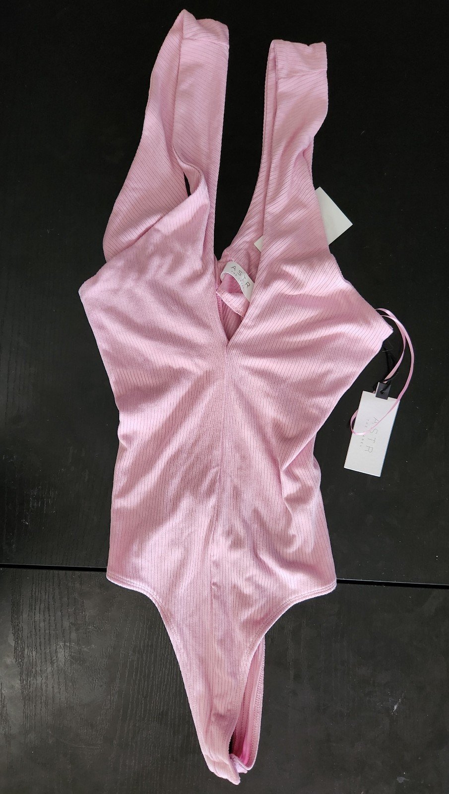 NWT ASTR The Label Cross Over Bodysuit Cotton Candy Pink Size Medium