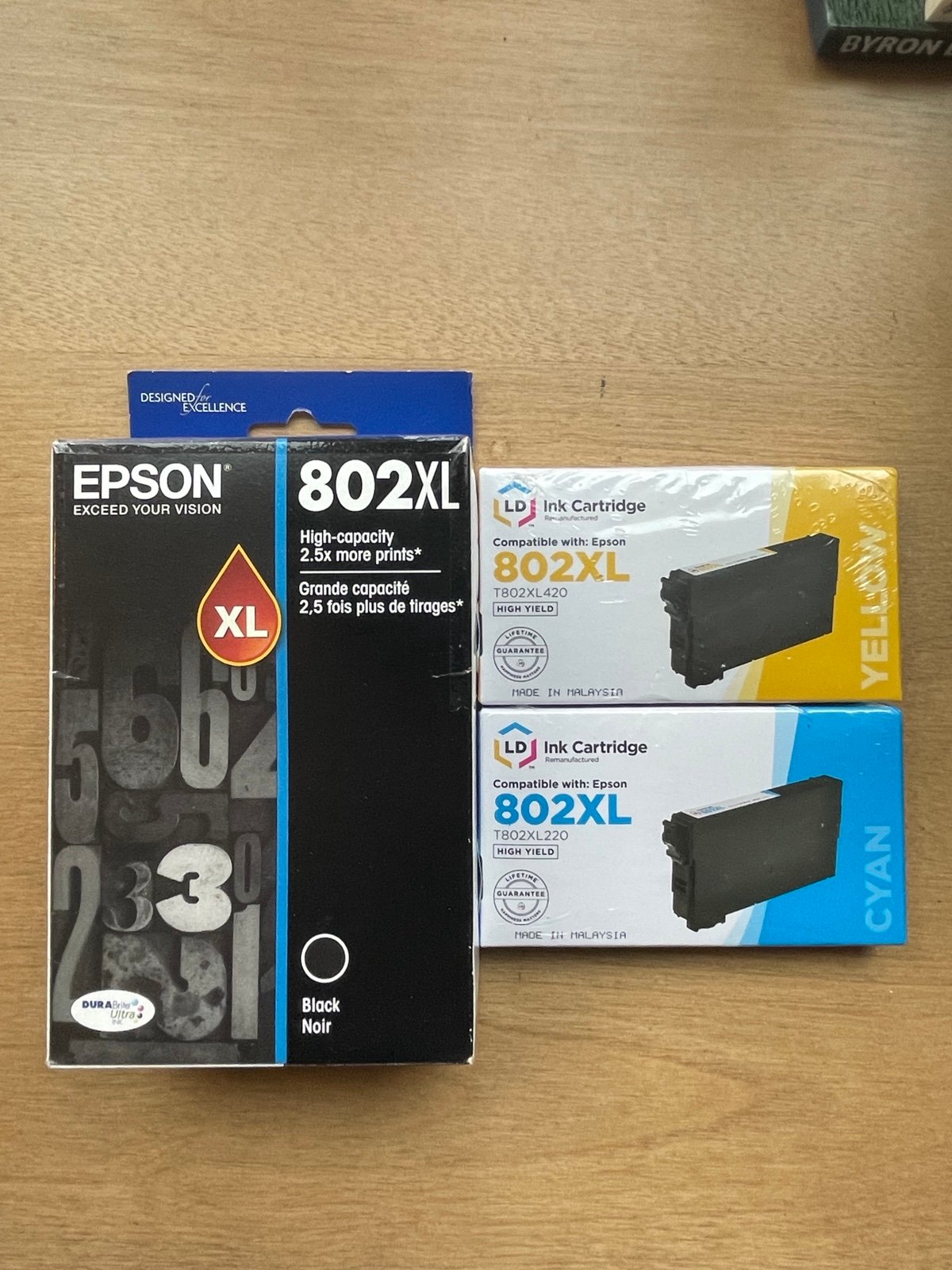 Epson DURABrite 802XL (T802XL120-S) Ultra Black Ink Catridge OEM Cyan Yellow