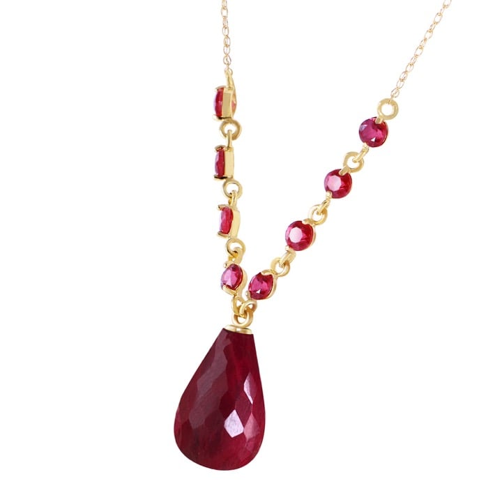 14K. SOLID GOLD NECKLACE WITH NATURAL RUBYS (Yellow Gold)