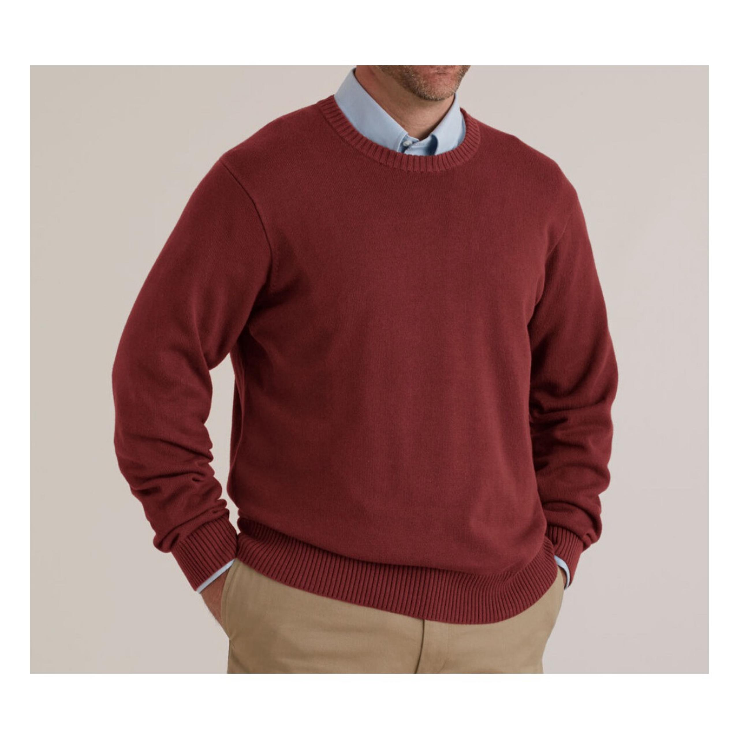 NWT Duluth Trading Co Men's Strongarm Cotton Crew Sweater Burgundy Red 2XL