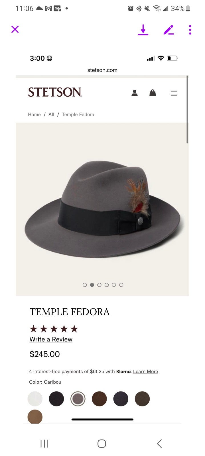 stetson cowboy hats for men 6 7/8