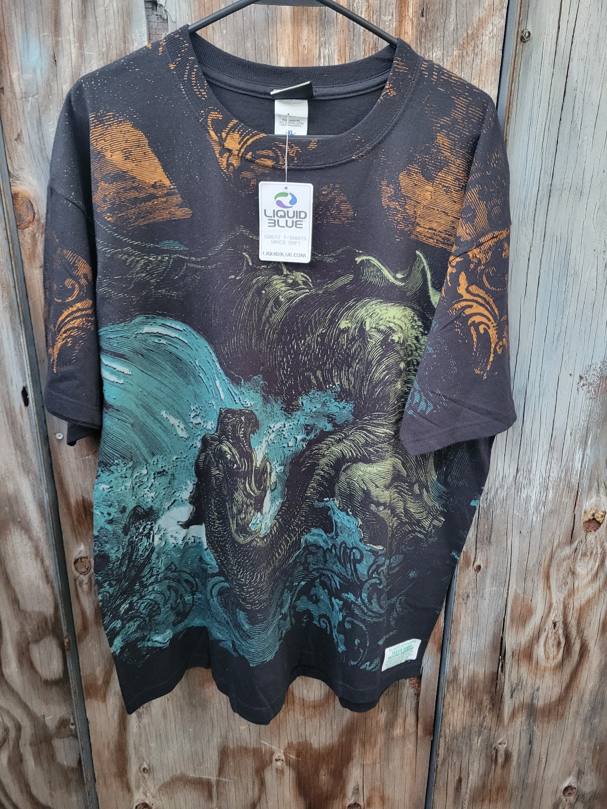 Brand new Liquid Blue Gustave Dore Leviathan aop t-shirt