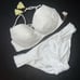 NWT Victoria's Secret 32D/34C BIKINI M knockout bottom crochet lace WHITE yellow