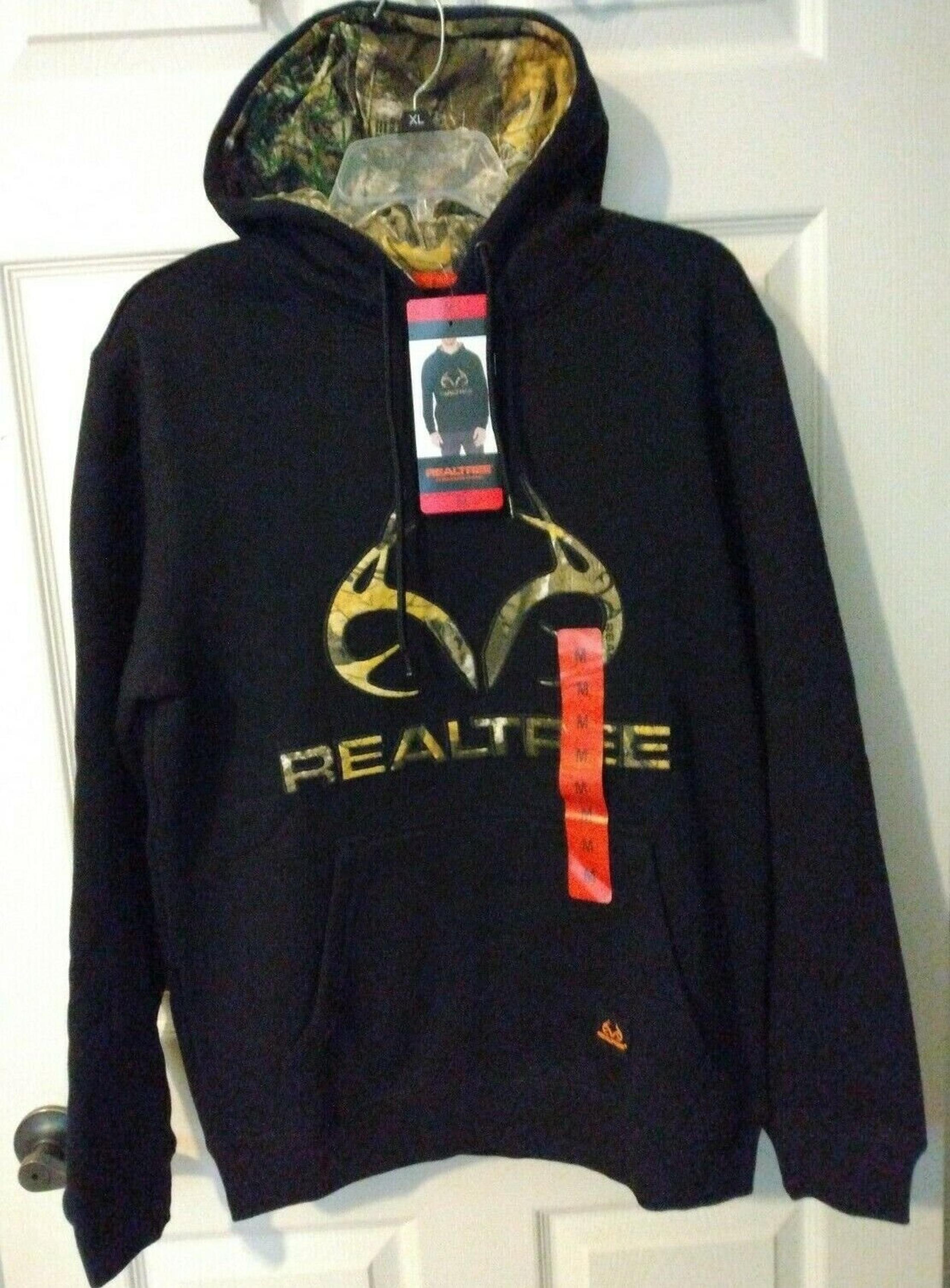 NEW Realtree by Boston Traders Men’s Size M Hooded Sweatshirt Camo Black