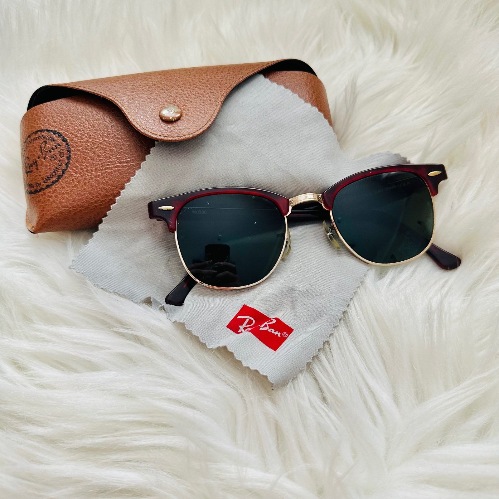 Vintage B&L RAY-BAN W0366 Clubmaster Tortoise Sunglasses