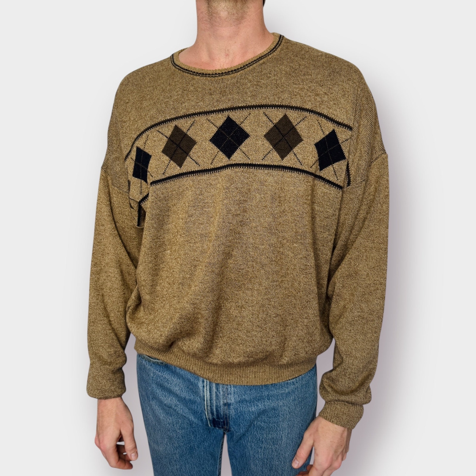 Y2K Preswick & Moore Brown Argyle Sweater