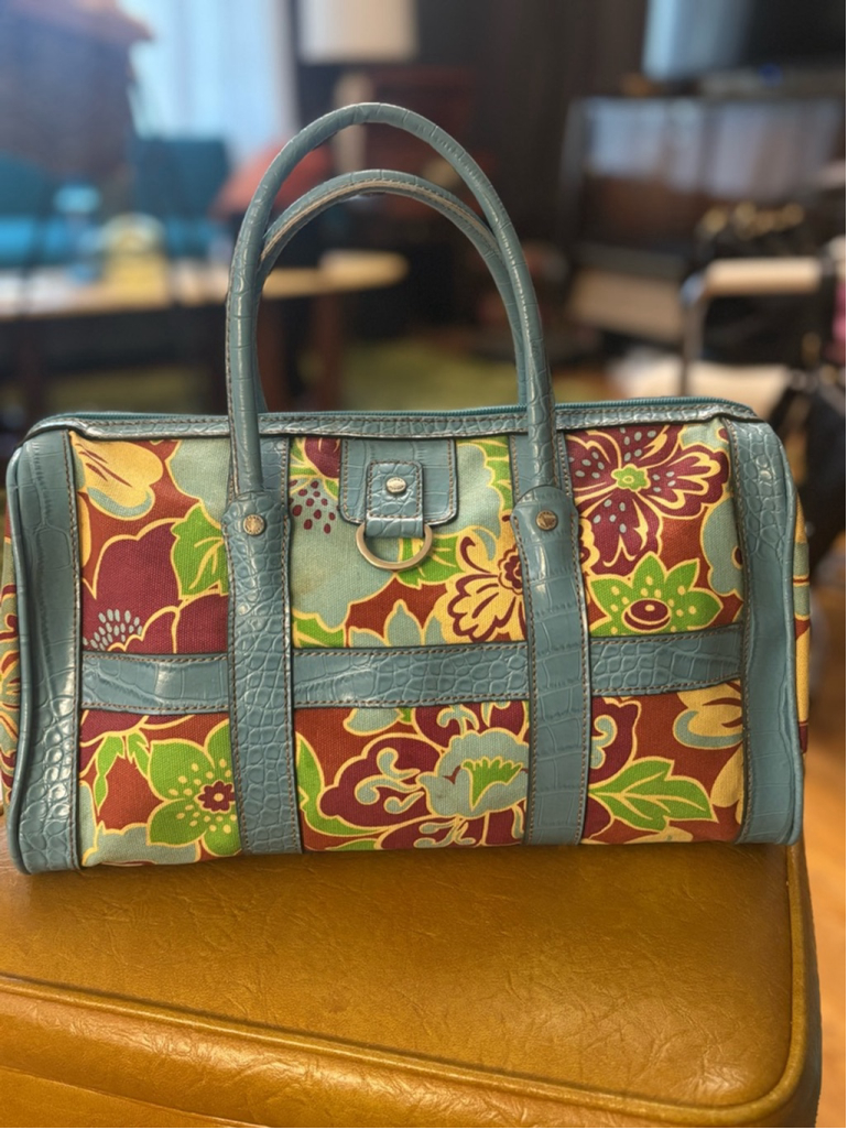 Vintage Tommy Hilfiger Floral Satchel Bag Medium Blue