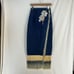 Vintage Apache Womens Blue White Ombre Fringe Denim Beaded Skirt Small