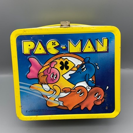 Vintage 1980 Bally Midway Pac-Man Metal Lunchbox with Thermos