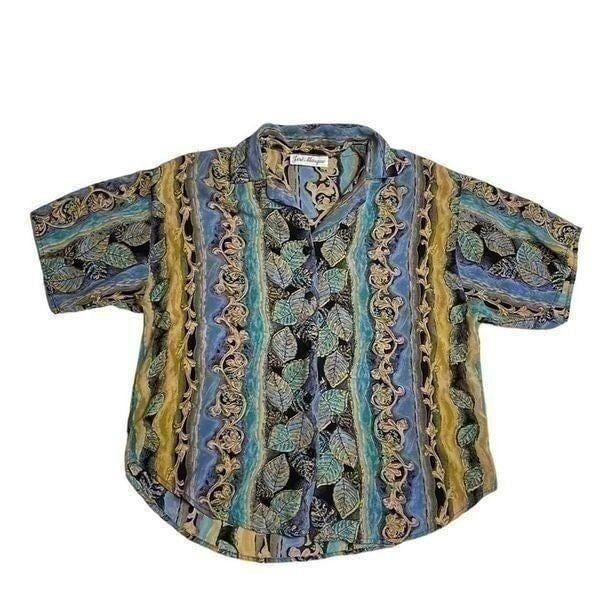 90s vintage Jeri Marque Patterened Button Down Top Medium