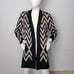 Cyrus Black Tan Tribal Vee Neck Cardigan Sweater S