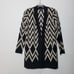 Cyrus Black Tan Tribal Vee Neck Cardigan Sweater S