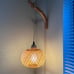 Bamboo Lantern Plug in Wall Sconces Wicker Wall Lamp with Plug in Cord