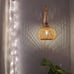 Bamboo Lantern Plug in Wall Sconces Wicker Wall Lamp with Plug in Cord