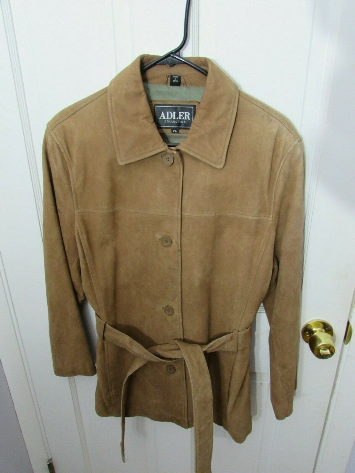 Adler Collection Genuine Leather Women's Tan Suede Jacket Size Petite LARGE