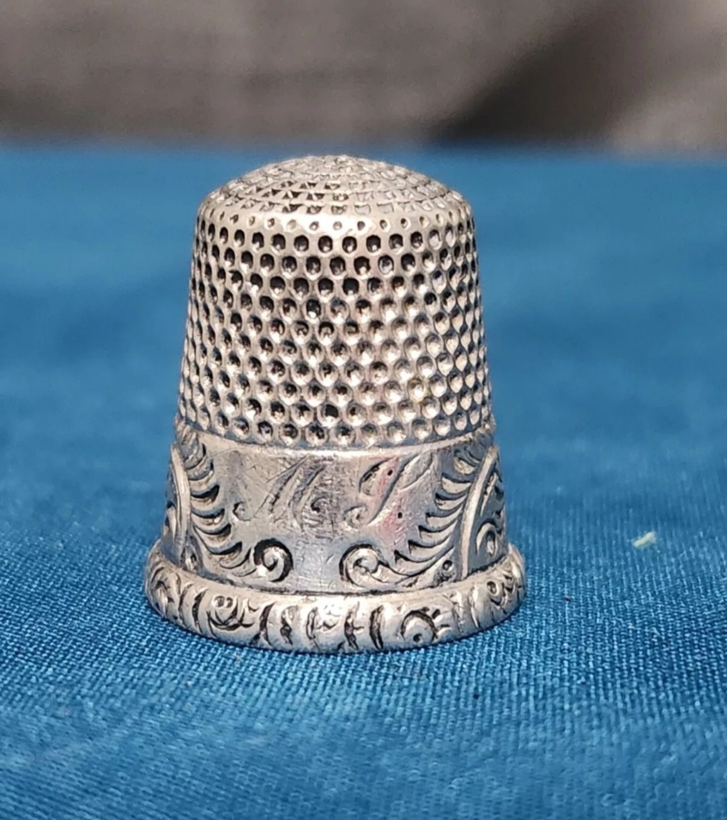 Antique Ketcham & McDougall Sterling Silver Thimble (Size 9) Decorative Border