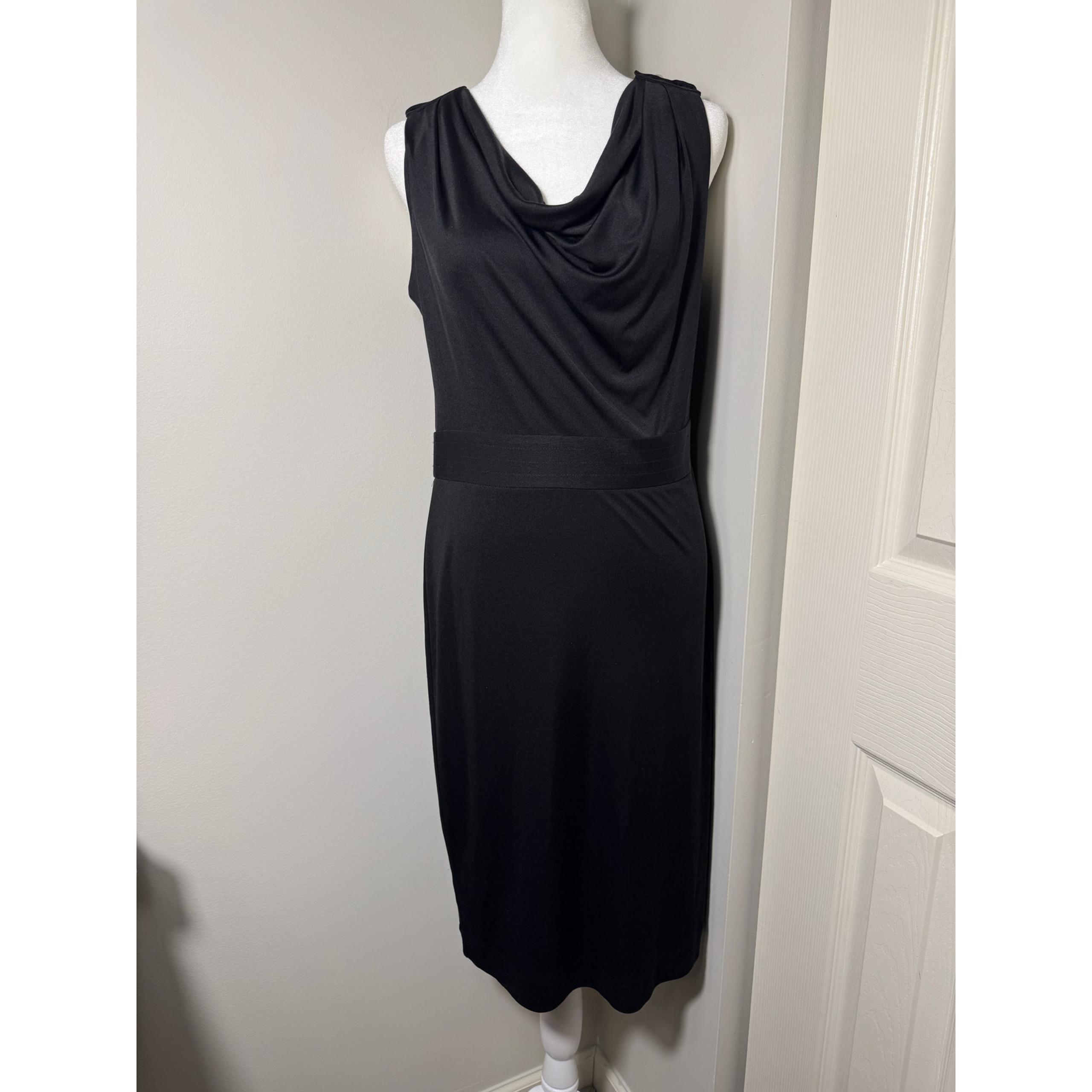 Tory Burch Black Silk Cowl Neck Dress Size Small Women's Designer Midi