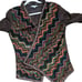 Alberto Makali geometric printed open front faux suede sweater cardigan USA Med