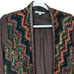 Alberto Makali geometric printed open front faux suede sweater cardigan USA Med