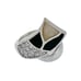 Vintage Sterling Silver Mother Of Pearl Onyx Inlay Cubic Zirconia Ring Size 8