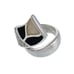 Vintage Sterling Silver Mother Of Pearl Onyx Inlay Cubic Zirconia Ring Size 8