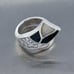 Vintage Sterling Silver Mother Of Pearl Onyx Inlay Cubic Zirconia Ring Size 8