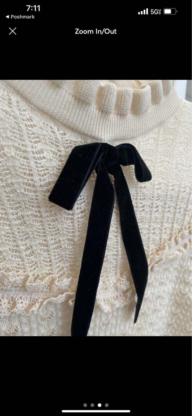 NEW ZARA oat beige pointelle velvet hotsell bow sweater