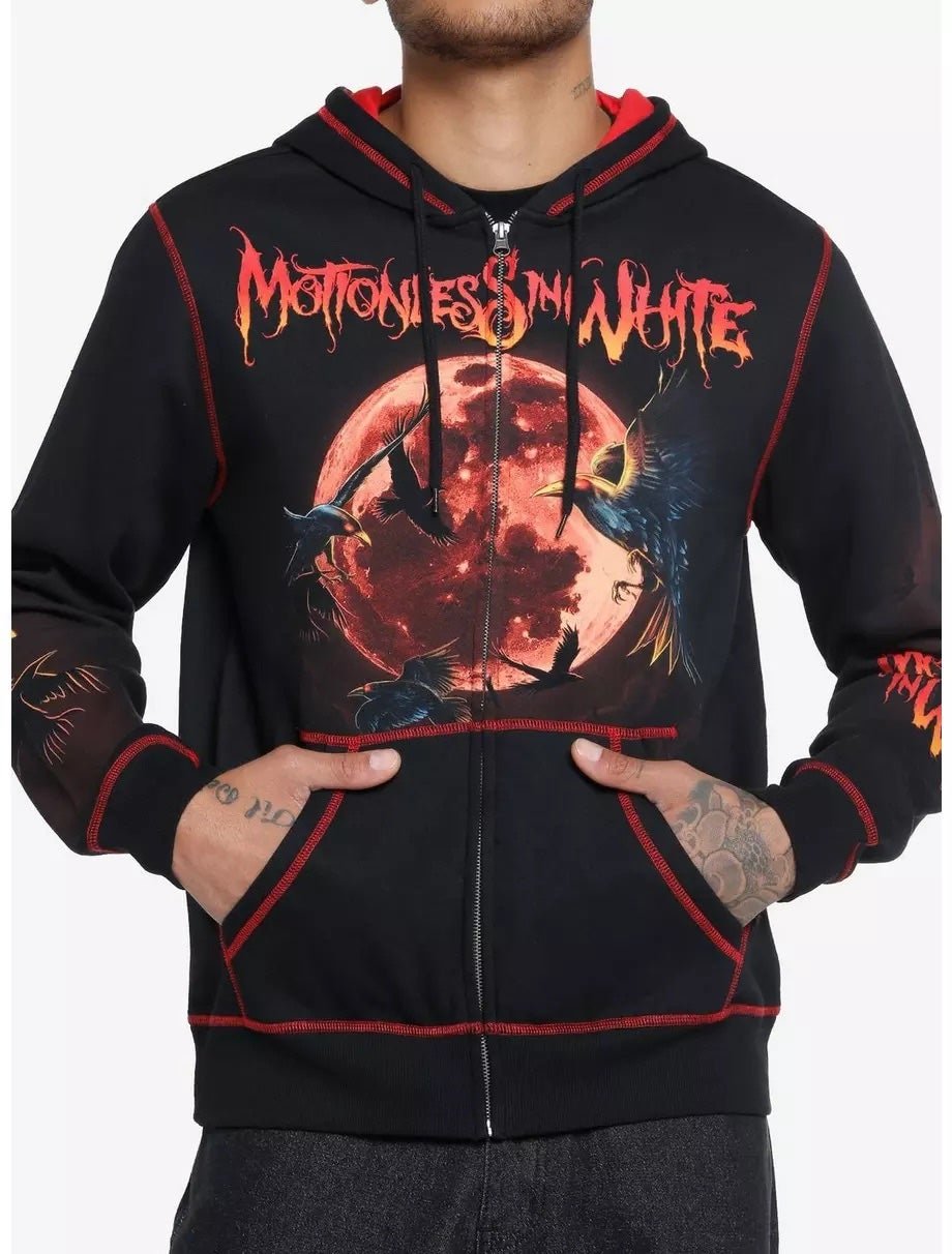 Unisex Motionless In White Crows & Blood Moon Hoodie Hot Topic Metalcore Music