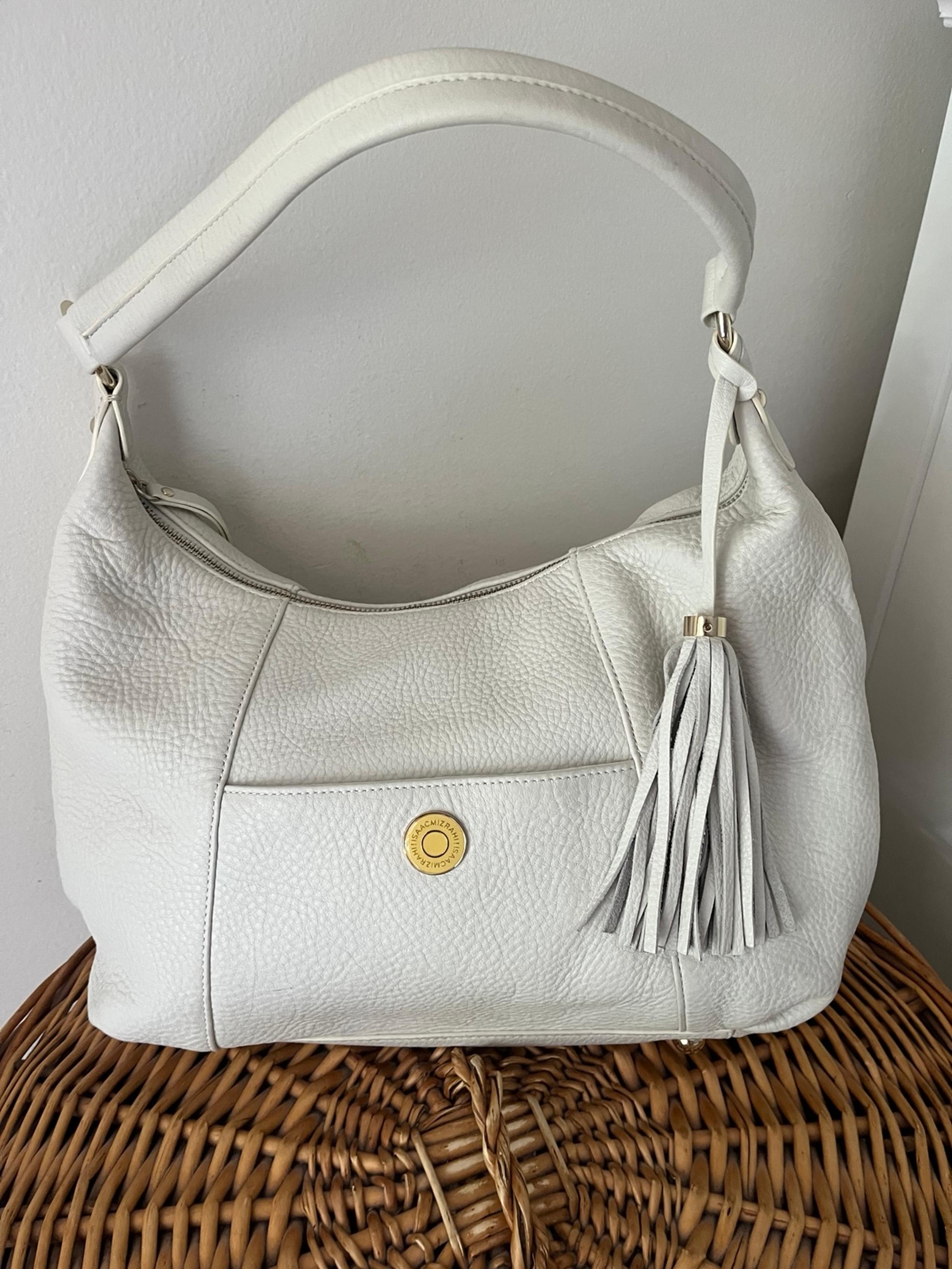 Isaac Mizrahi leather shoulder bag in white