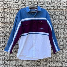 Vintage 90s Cumberland Outfitters color block pearl snap western cowboy shirt XL