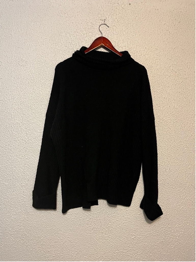 Women’s Moussy Vintage Black 100% Wool Black Ribbed Cuff Sleeve Sweater Large