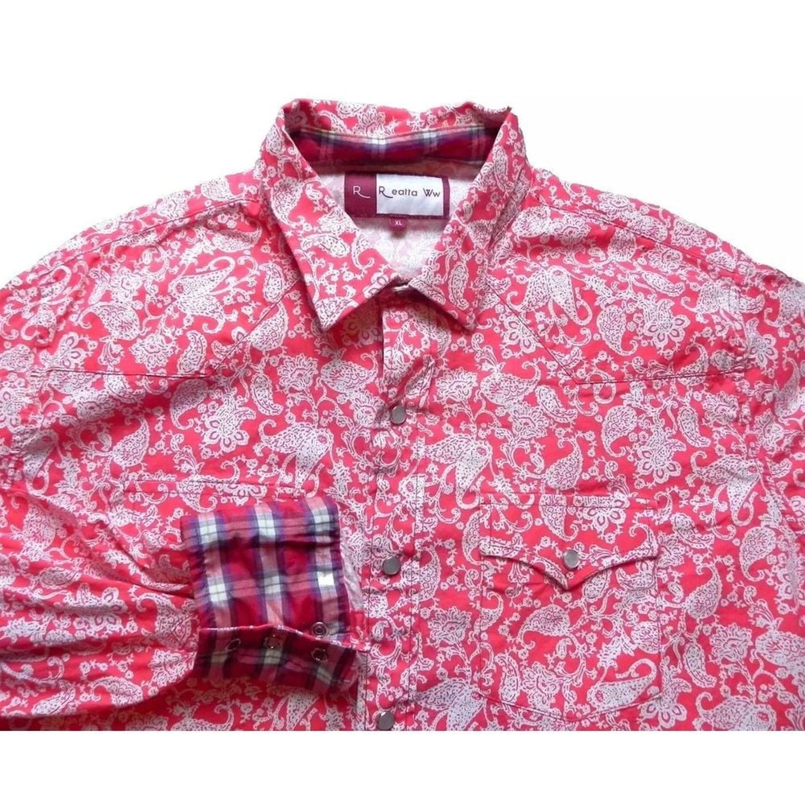 Reatta Ww Shirt Adult Extra Large Western Pearl Snap Paisley Contrast Cuffs Mens