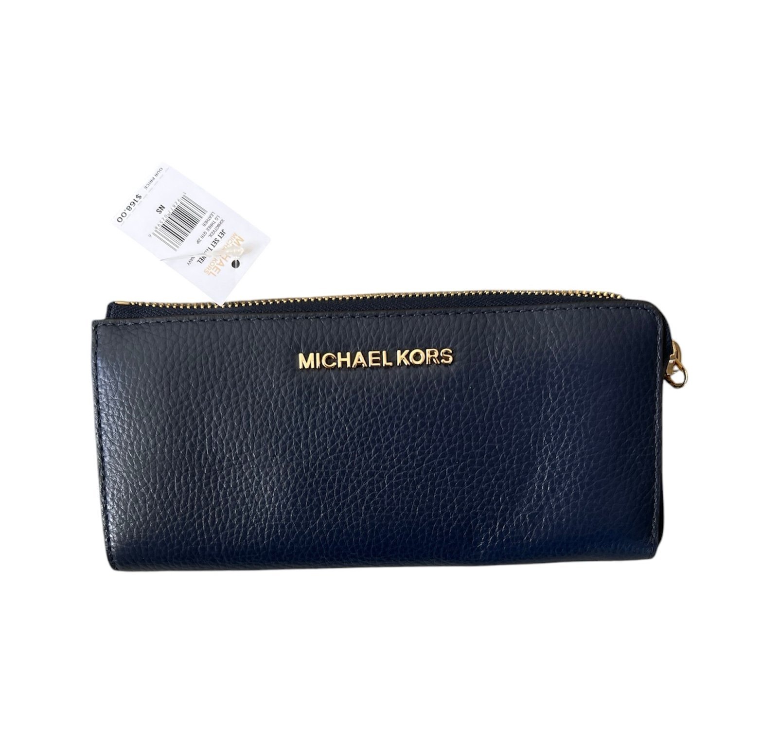 Michael Kors Navy Jet Set Travel 3/4 Zip Wallet