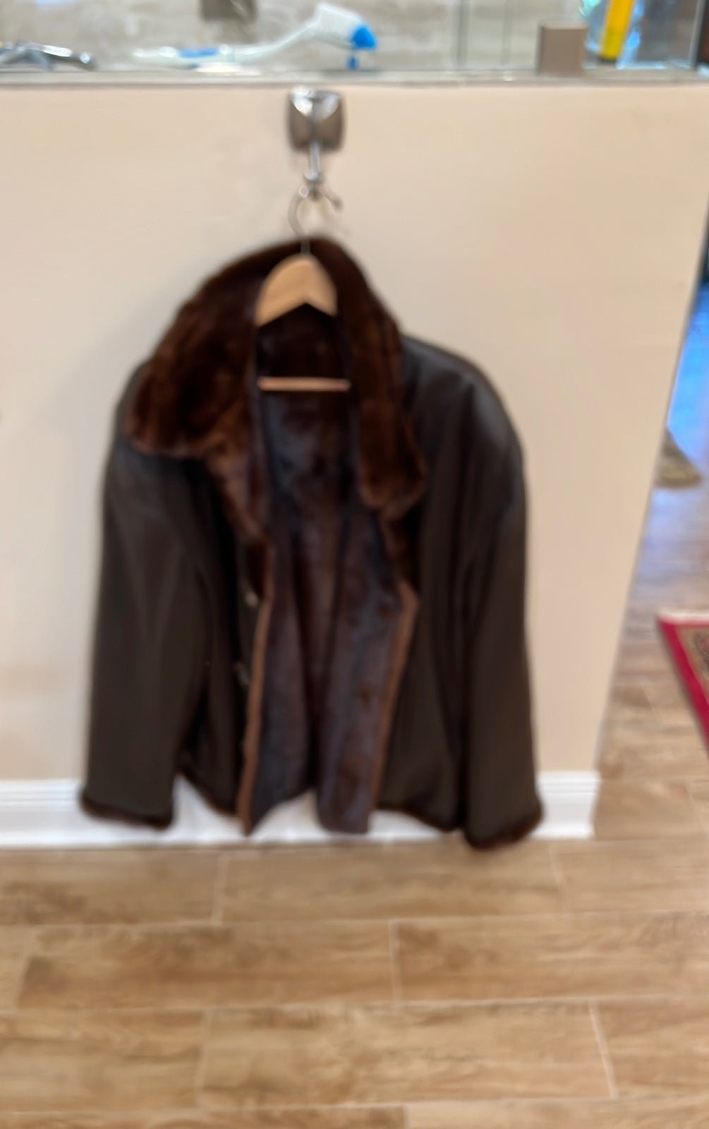 Mens Reversible Leather & Mink bomber jacket