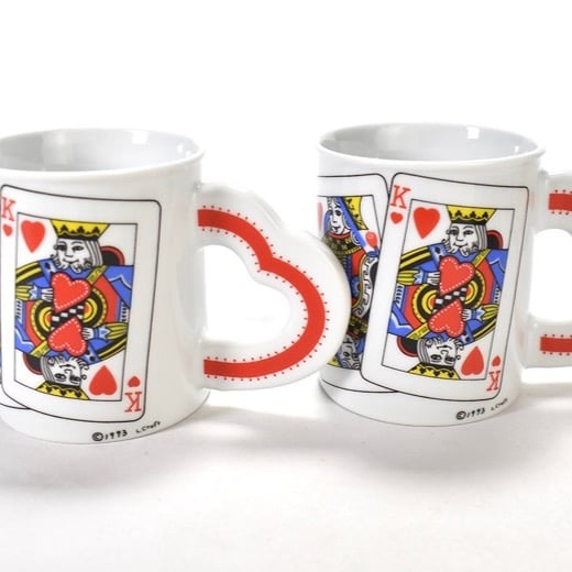 Pair of Vintage Westwood King & Queen of Hearts Mugs L. Croft 1993 Coffee Cups